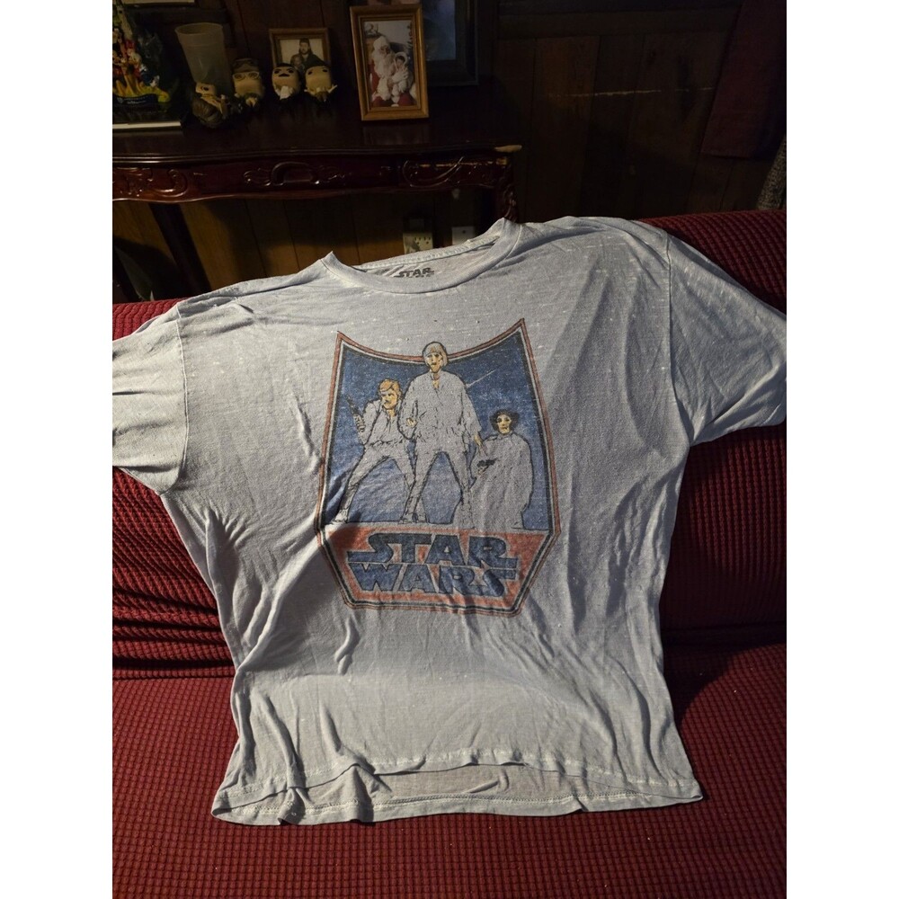 Great Fifth Sun Retro Star Wars Shirt Light Blue Luke, Han, Leia Sz L